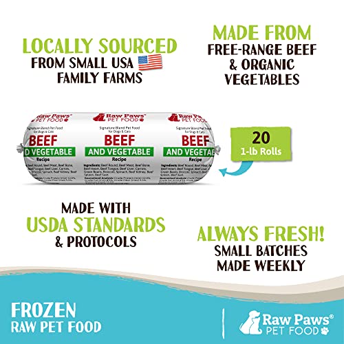 Raw Paws Pet Beef & Veggie Dog Food Rolls
