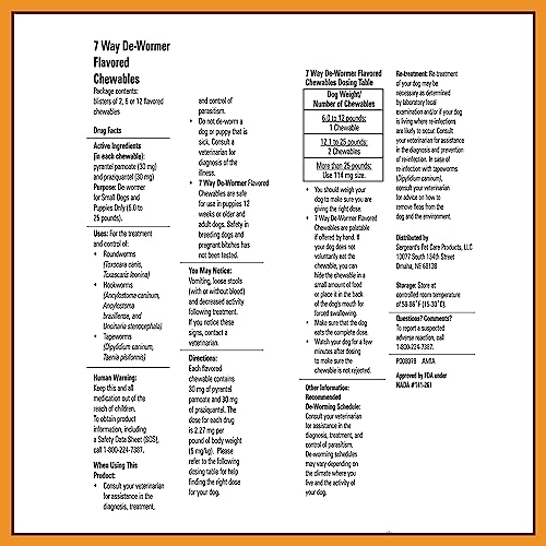 7 Way De-Wormer for Medium & Large Dogs, 2 Count