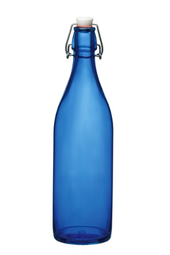 Italian-made Bormioli Rocco Giara Bottle, 33.75-Ounce, Blue