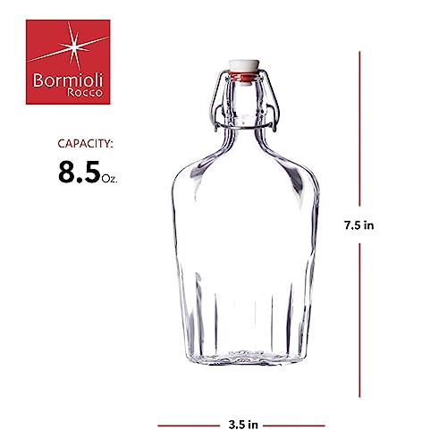 Italian Bormioli Rocco Pocket Flask, 8.5 oz, Clear