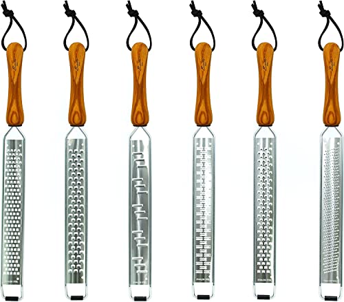 Bisetti Stainless Steel Grater Slicer, Olive Wood Handle