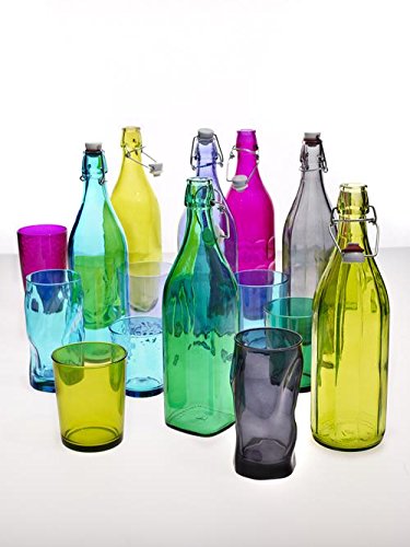 Italian-made Bormioli Rocco Giara Bottle, 33.75-Ounce, Blue