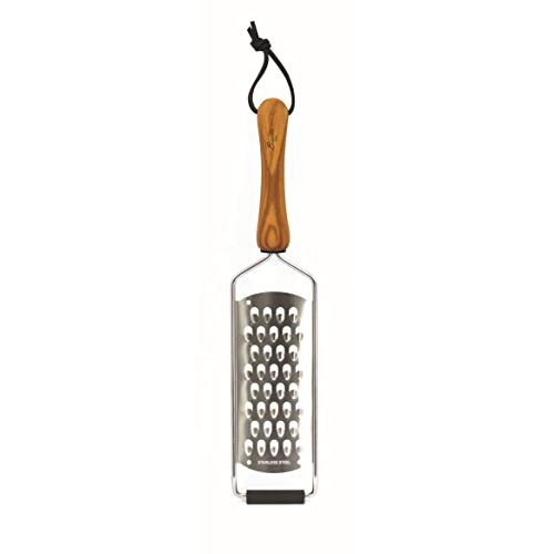 Bisetti Stainless Steel Coarse Grater Slicer Olive Wood