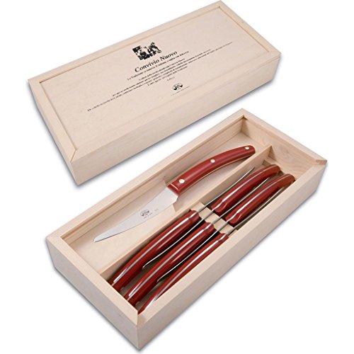 Coltellerie Berti 6 Convivio Steak Knives | Red Handles