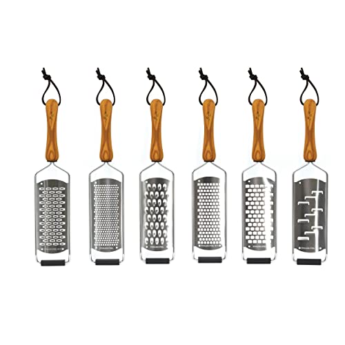 Bisetti Stainless Steel Coarse Grater Slicer Olive Wood