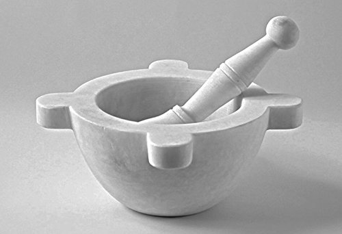 Italian White Marble Mortar & Pestle Vintage Design