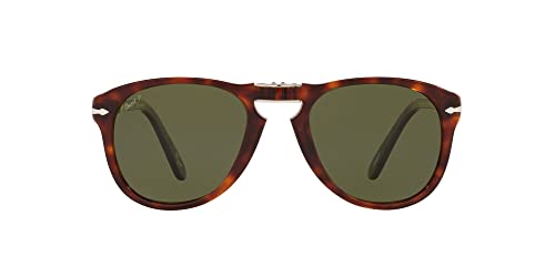 Persol PO0714SM Steve McQueen Aviator Sunglasses, Havana/Green