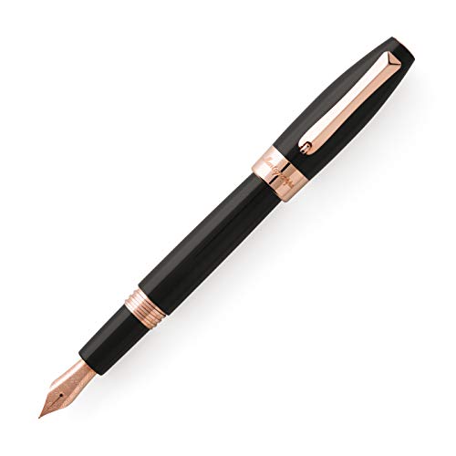 Montegrappa Fortuna Black Fountain Pen - Rose Gold Trim