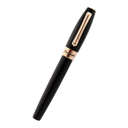 Montegrappa Fortuna Black Fountain Pen - Rose Gold Trim