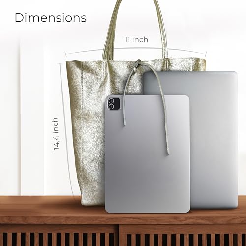 Women's Italian Metallic Platinum Leather Tote Bag