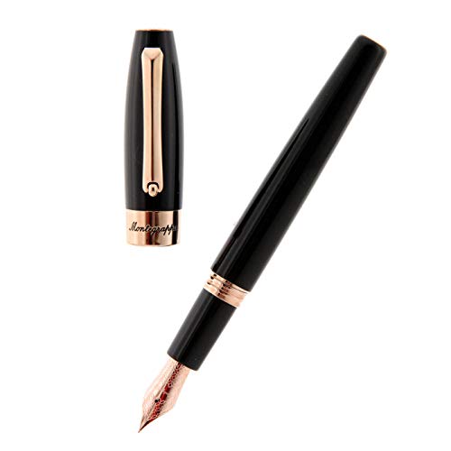 Montegrappa Fortuna Black Fountain Pen - Rose Gold Trim