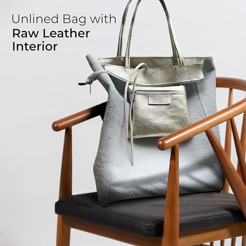Women's Italian Metallic Platinum Leather Tote Bag