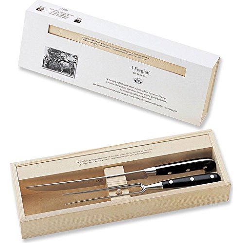 Coltellerie Berti Carving Set | Black Lucite Handles