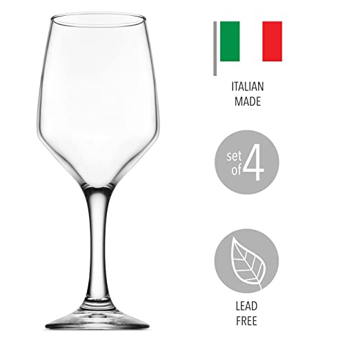Italian Red Wine Glasses, Stemmed Glass Cups, Set of 4