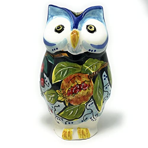 Hand Painted Italian Ceramic Owl Figurine - Made in Italy