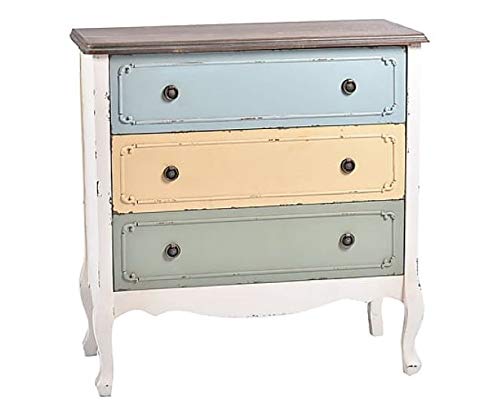 Italian Rustic Wood 3-Drawer Dresser Chest - Shabby Style