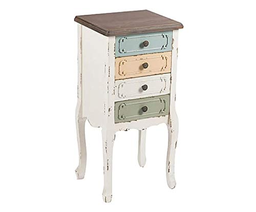 Italian Rustic Wood Nightstand Chest 4 Drawer - Shabby Style