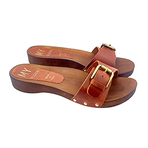 Kiara Shoes Clogs w/ Adjustable Leather Band, Comfortable, Italian