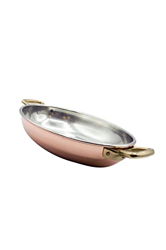 Handmade Italian Tin-Plated Copper Oval Pan - Small/Large