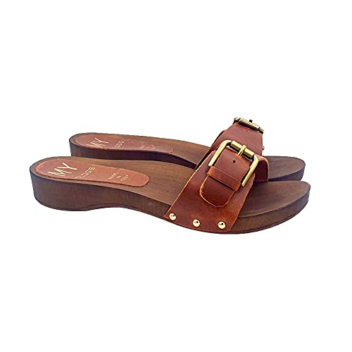 Kiara Shoes Clogs w/ Adjustable Leather Band, Comfortable, Italian