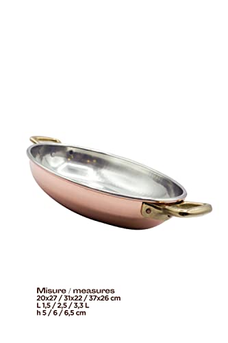 Handmade Italian Tin-Plated Copper Oval Pan - Small/Large