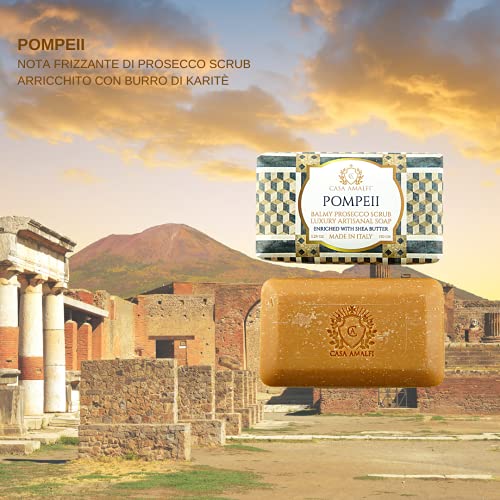 CASA AMALFI - Luxury & Artisanal Solid Soap with shea butter, 100% Vegan & Natural Ingredients, Plastic-free & Animal-Cruelty Free (Pompeii)