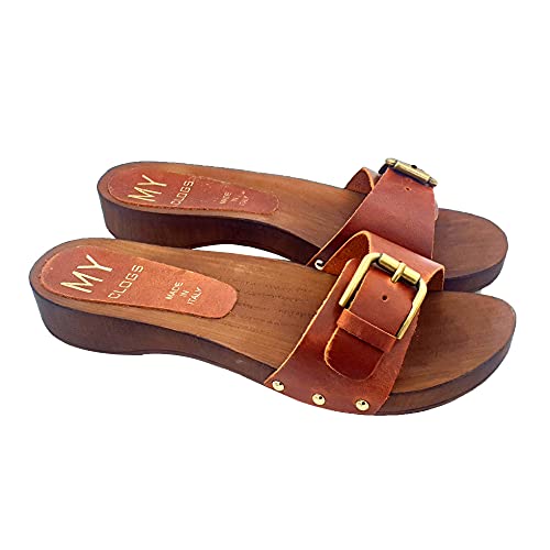 Kiara Shoes Clogs w/ Adjustable Leather Band, Comfortable, Italian