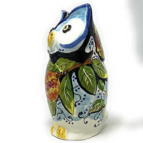 Hand Painted Italian Ceramic Owl Figurine - Made in Italy