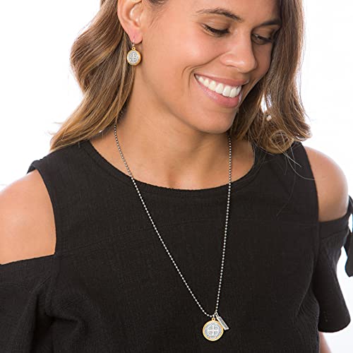 Hand-Cast Italian Benedictine Blessing Gold Rim Necklace