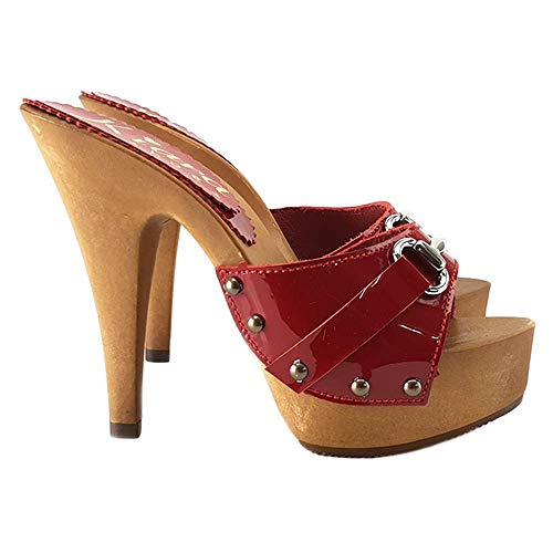 Italian Made Red Patent Leather Clogs - K93013 Rosso