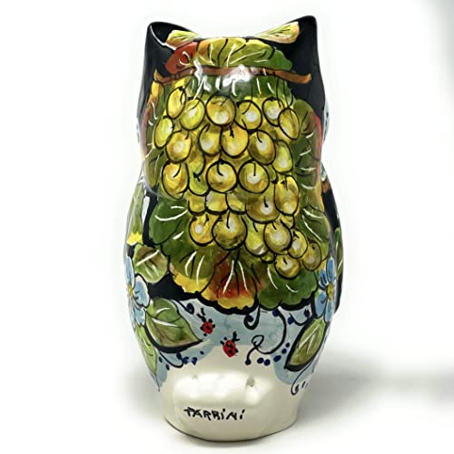 Hand Painted Italian Ceramic Owl Figurine - Made in Italy