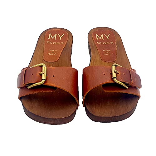 Kiara Shoes Clogs w/ Adjustable Leather Band, Comfortable, Italian