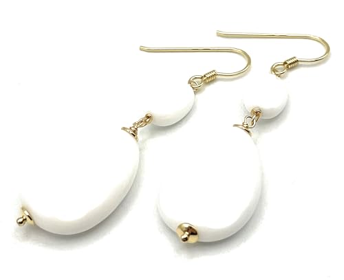 Italian White Agate Drop Earrings, Gold Vermeil Gemstone