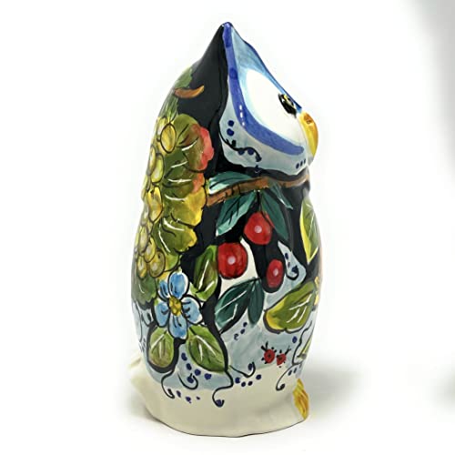 Hand Painted Italian Ceramic Owl Figurine - Made in Italy