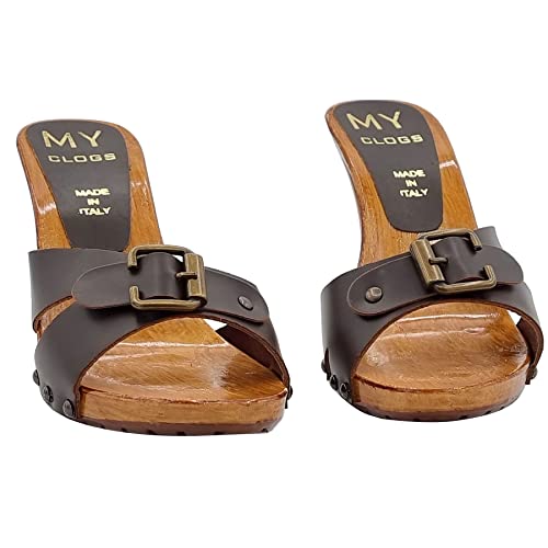 Italian Leather Clogs for Women - MY6130 MARRONE