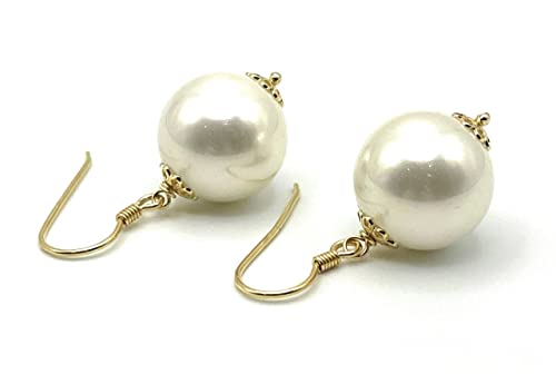 Italian White Pearl Gold Vermeil Dangle Earrings