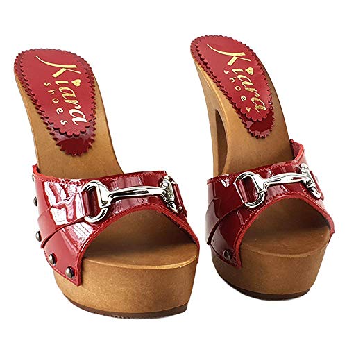 Italian Made Red Patent Leather Clogs - K93013 Rosso