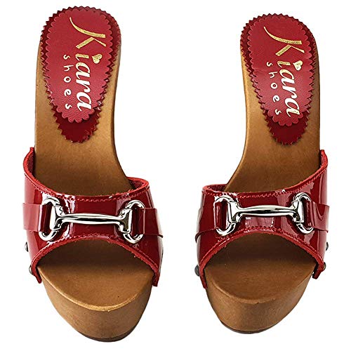 Italian Made Red Patent Leather Clogs - K93013 Rosso
