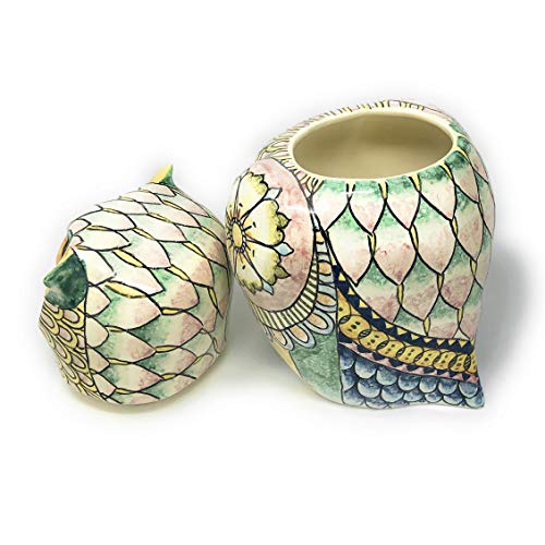 Hand-Painted Italian Ceramic Owl Cookies Jar by Parrini