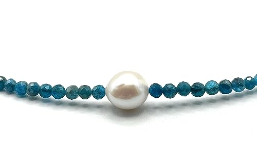 Italian made Apatite Necklace with Baroque Pearl