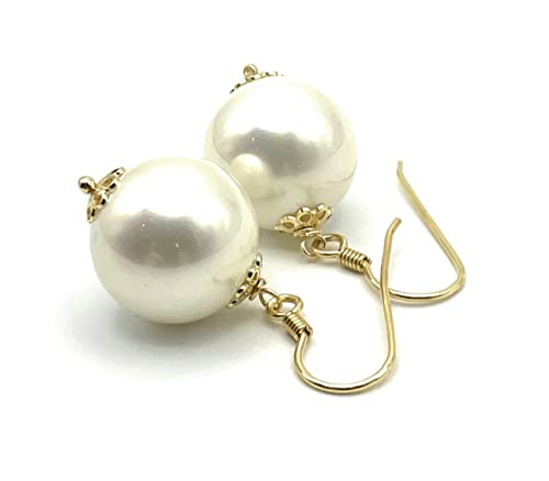 Italian White Pearl Gold Vermeil Dangle Earrings