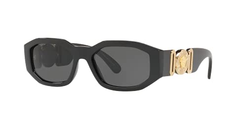 Versace Unisex Sunglasses Black Frame, Dark Grey Lenses, 53MM