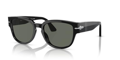 Persol PO3231S Square Sunglasses, Black/Green Polarized