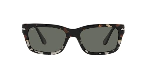 Italian Made Persol Rectangular Sunglasses, Brown/Grey Tortoise Green