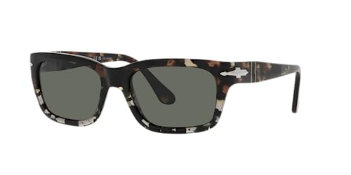 Italian Made Persol Rectangular Sunglasses, Brown/Grey Tortoise Green