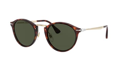 Persol PO3166S Round Sunglasses, Gold/Havana, 49 mm