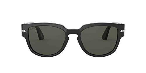 Persol PO3231S Square Sunglasses, Black/Green Polarized