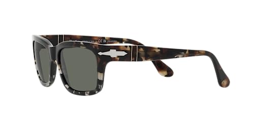 Italian Made Persol Rectangular Sunglasses, Brown/Grey Tortoise Green