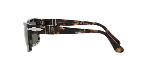Italian Made Persol Rectangular Sunglasses, Brown/Grey Tortoise Green