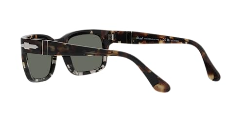 Italian Made Persol Rectangular Sunglasses, Brown/Grey Tortoise Green